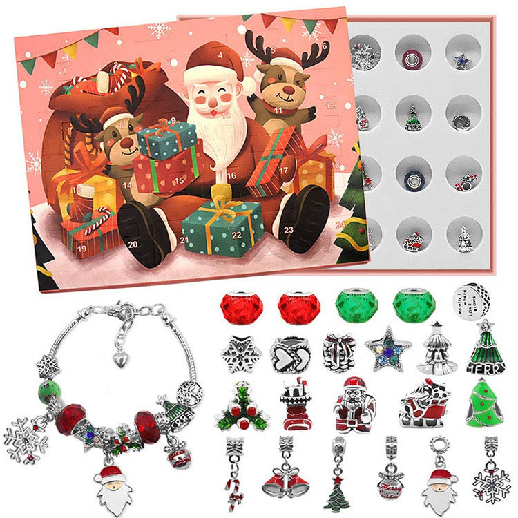 Children's Snowflake Alloy Bracelet Set - Christmas Countdown Jewelry Gift Box