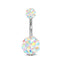 Geometric Stainless Steel Zircon & Opal Belly Ring Set - 5 Pieces Silver