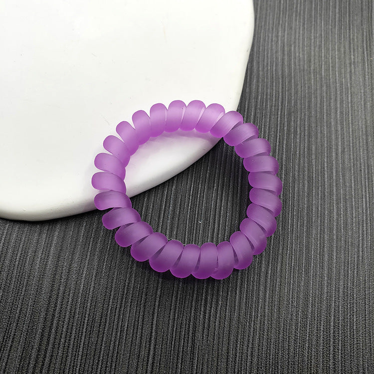 Simple Solid Color Rubber Hair Tie & Frosted Traceless Head Rope Set