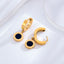 Vintage Roman Round Zircon Titanium Steel 24K Gold Plated Drop Earrings