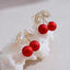 S925 Silver Needle Red Cherries Earrings