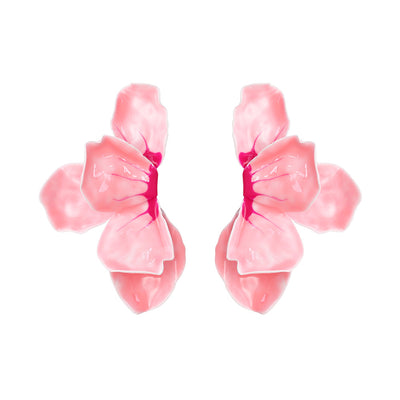 Elegant Gradient Enamel Leaf Flower Earrings