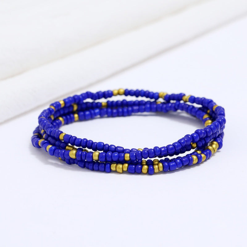 Wholesale Multi-Layer Geometric Seed Bead Plated Waist Chain