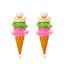 Simple Style Enamel Ice Cream Cone Earrings with Artificial Pearls for Women