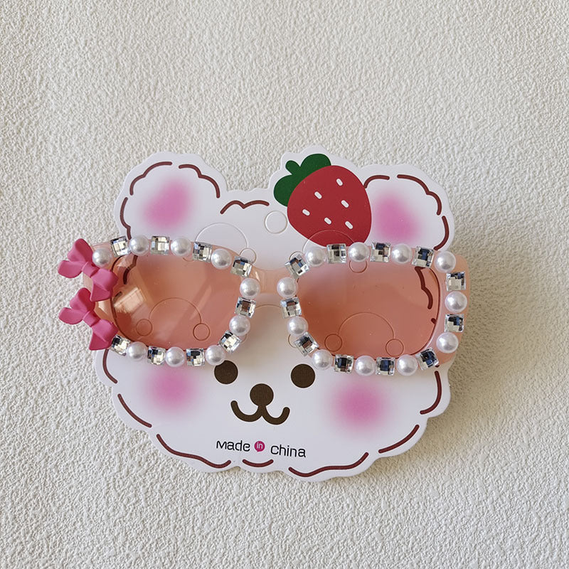 Japanese Style Bow Knot Pearl Frame Kids Sunglasses