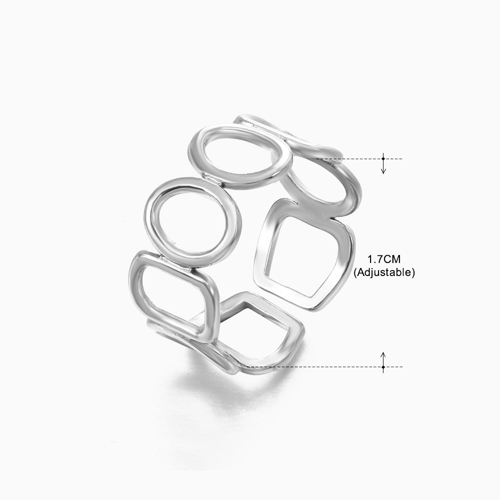 Fashion Geometric Oval Stainless Steel Adjustable Ring