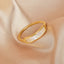 Simple Geometric Titanium Steel 18K Gold Inlay Shell Ring