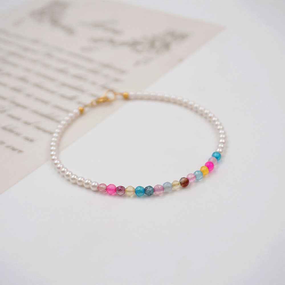 Simple Geometric Crystal Pearl Titanium Steel Bracelet - Minimalist Design Gift