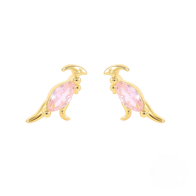 18K Gold Dinosaur and Tropical Animal Stud Earrings