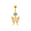 Shiny Butterfly Crystal Rhinestone Zircon Belly Ring with Bow Knot Pendant