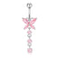 1 Piece Heart & Butterfly Zircon Inlay Stainless Steel Belly Ring Set