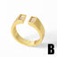 18K Gold Plated Copper Open Ring with Irregular Zircon and Smiley Face Design