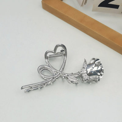 Retro Heart Rose Metal Hair Claw Clip