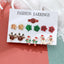 Christmas Snowflake Bell and Reindeer Earrings Set - Cute Cartoon Holiday Jewelry Gift