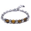 Geometric Alloy Men's Bracelet with Black Magnet & Tiger's Eye Beads