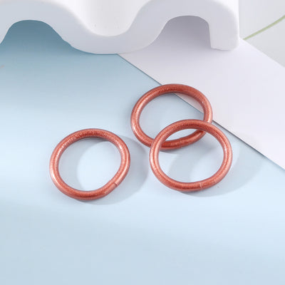 Basic Solid Color Plastic Women's Rings Set with Gold Foil Accents