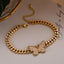 Retro Butterfly Zircon 18k Gold Plated Cuban Chain Bracelet