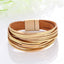 Geometric PU Leather Bangle with Copper Pipe and Magnetic Clasp