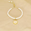 18K Gold Plated Adjustable Letter Pendant Imitation Pearl Bracelet