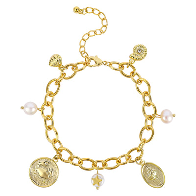 Copper Gold Plated Zircon Conch Shell Bracelet for Women