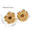 1 Pair Retro Geometric Flower Butterfly Plating Inlay Titanium Steel Tiger Eye 18K Gold Plated Ear Studs