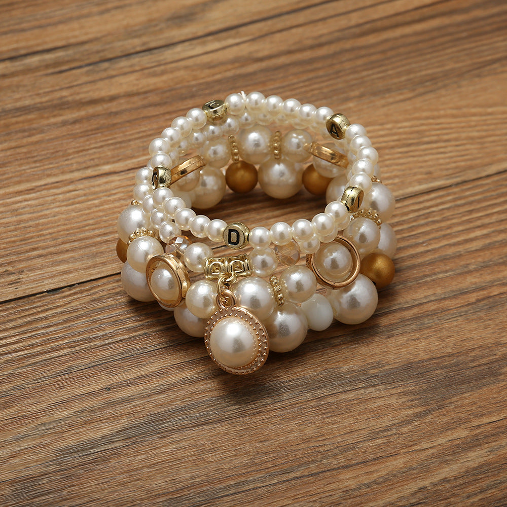 4 Piece Starfish Tree Pearl Beaded Women's Bracelet Set