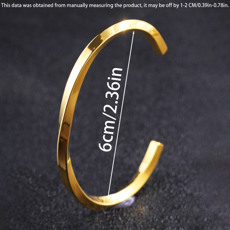 Elegant 18K Gold Plated Stainless Steel Bangle and Titanium Steel Diamond Bracelet Set