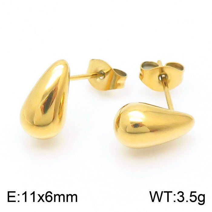 1 Pair Simple Style Water Droplets Plating Stainless Steel 18K Gold Plated Earrings