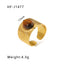 Basic Vintage Style Round Stainless Steel Plating Inlay Natural Stone 18K Gold Plated Open Rings