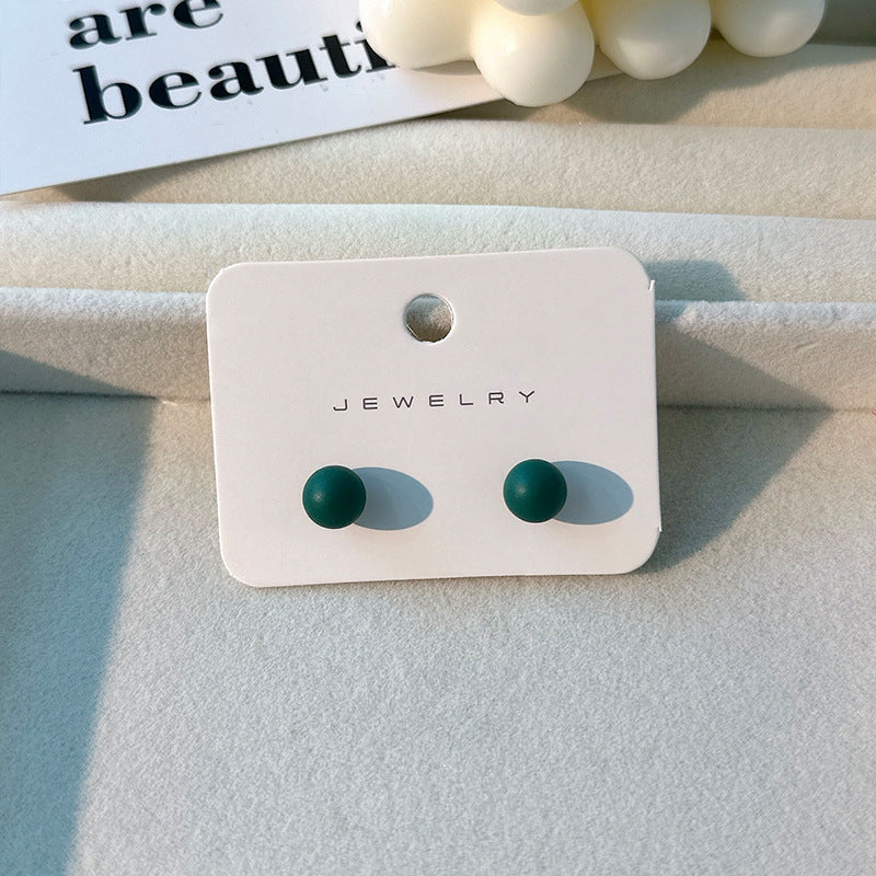 1 Pair Acrylic Patchwork Ear Studs - Candy Color Frosted Beanie Earrings, Japanese and Korean Fashion for Women