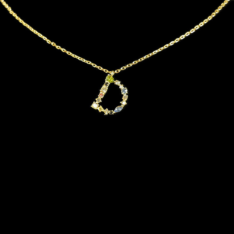 Simple Style 18k Gold Zircon Letter Pendant Necklace