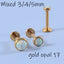 18K Gold Plated Opal Lip and Ear Stud Set - Stainless Steel