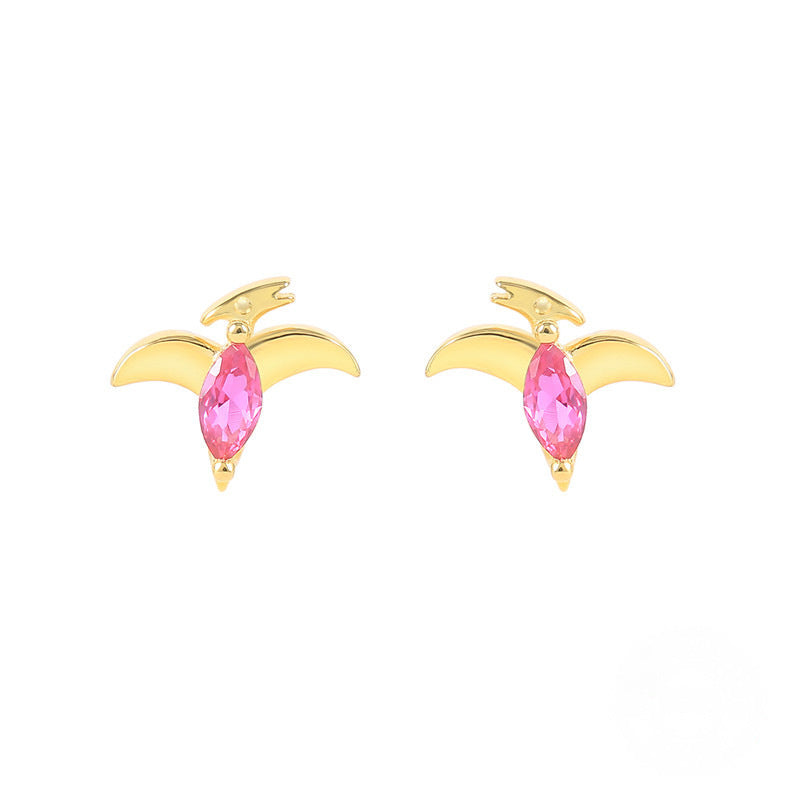 18K Gold Dinosaur and Tropical Animal Stud Earrings