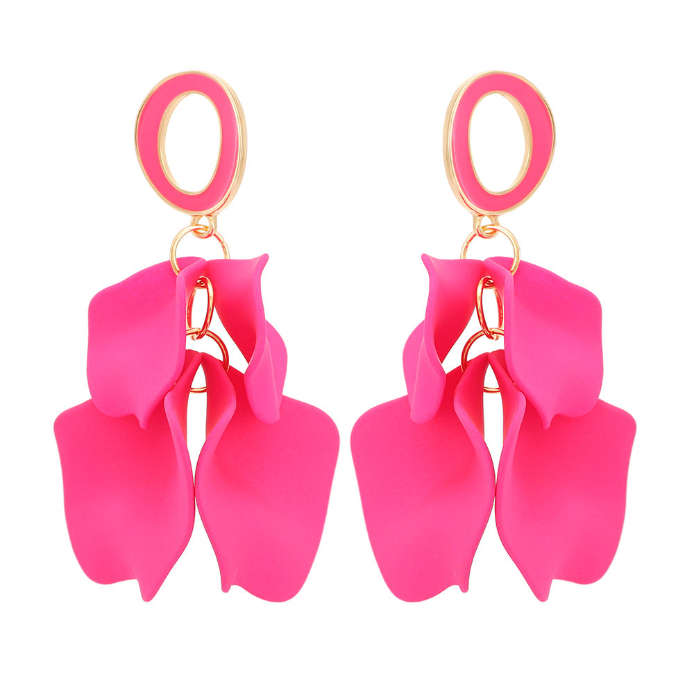 Elegant Petal Zinc Alloy Acrylic Dangle Earrings