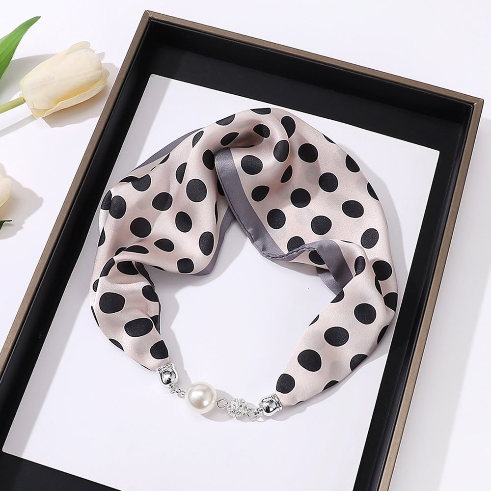 Women's Elegant Silk Print Scarf with Magnetic Letter Design