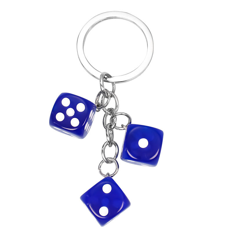 Dice Shaped Resin Keychain Accessory