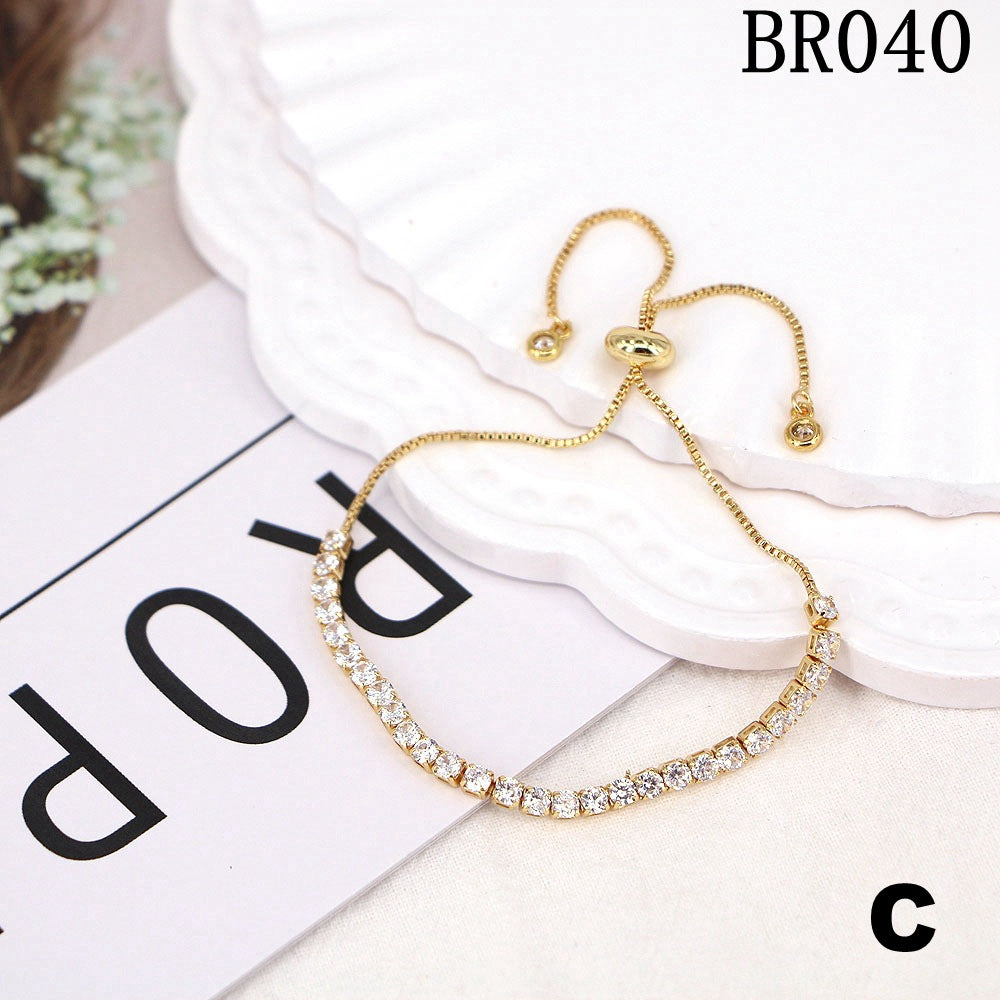 Micro-inlaid Color Zircon Basic Chain Fashion Simple Adjustable Pull Bracelet