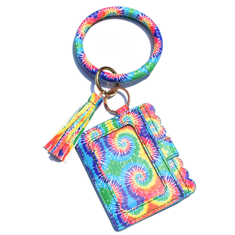 Fashion Snakeskin PU Leather Tassel Keychain Bracelet Wallet