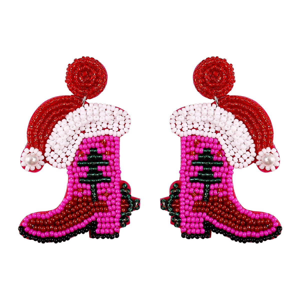 1 Pair Cute Fashion Christmas Tree Elk Plastic Handmade Christmas Women'S Drop Earrings