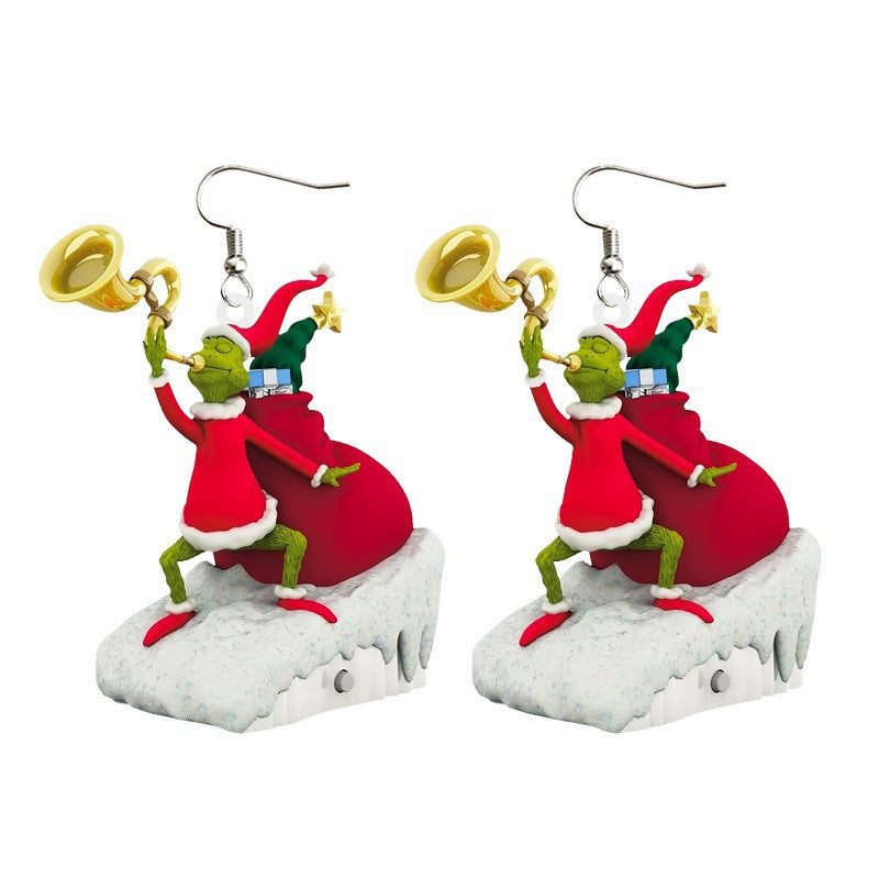 Cartoon Character Grinch Christmas Acrylic Drop Earrings