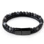 Hip-Hop Punk Geometric Stainless Steel Leather Tiger Eye and Obsidian Beaded Bracelet