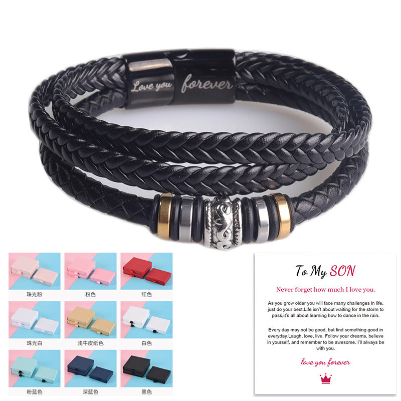 Retro Alloy Men's Multi-Layer Leather Bracelet