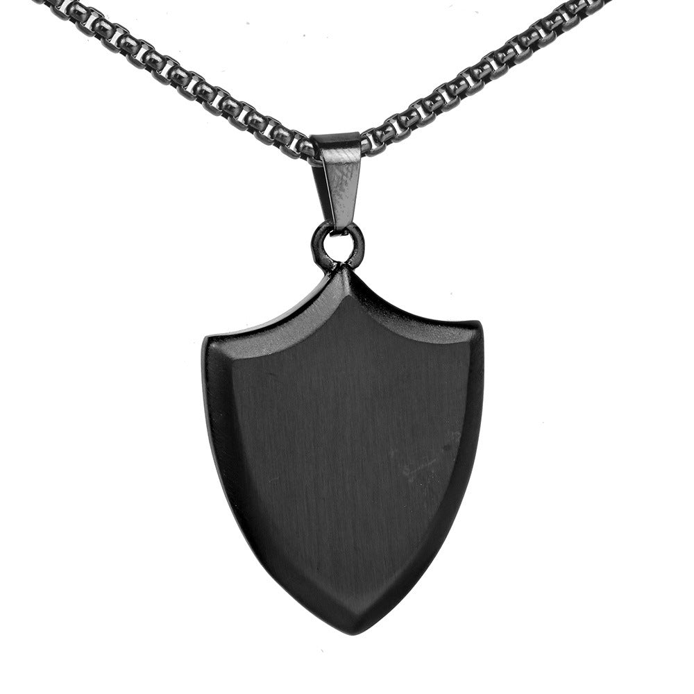 Hip-Hop Shield Solid Color Stainless Steel Unisex Pendant Necklace