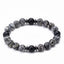 Unisex Natural Stone Beaded Bracelet - 8mm Black Lava & Frosted Stone Jewelry