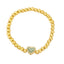 Fashion Zircon Heart & Gold Bead Copper Bracelet