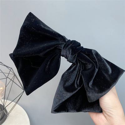 Korean Retro Black Velvet Double Bow Hair Band