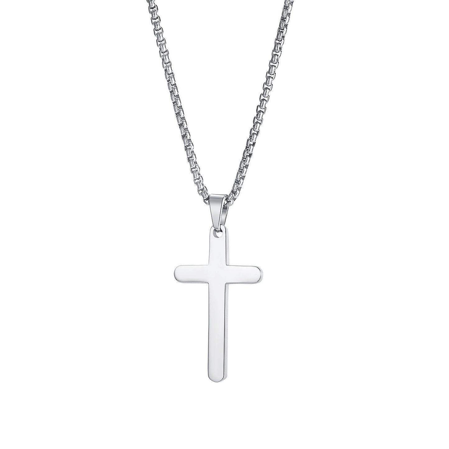 Titanium Steel Geometric Cross Pendant Necklace