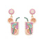 1 Pair Geometric Alloy Drop Earrings with Beaded Cocktail Glass Design