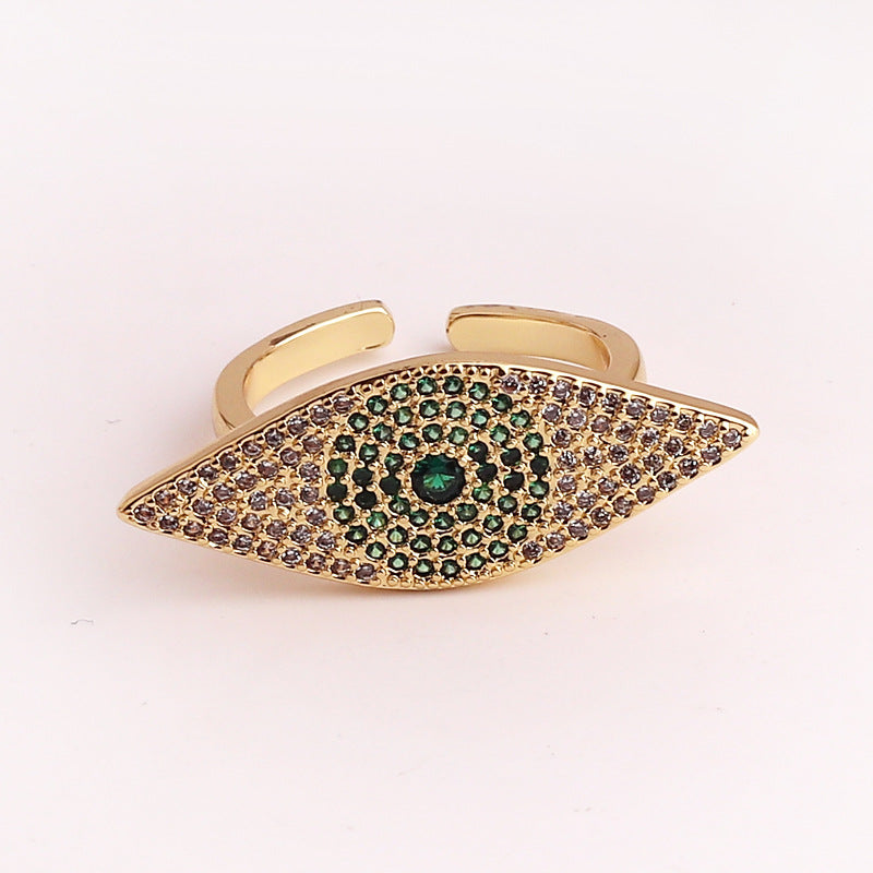 Retro Devil'S Eye Copper Inlaid Zircon Rings