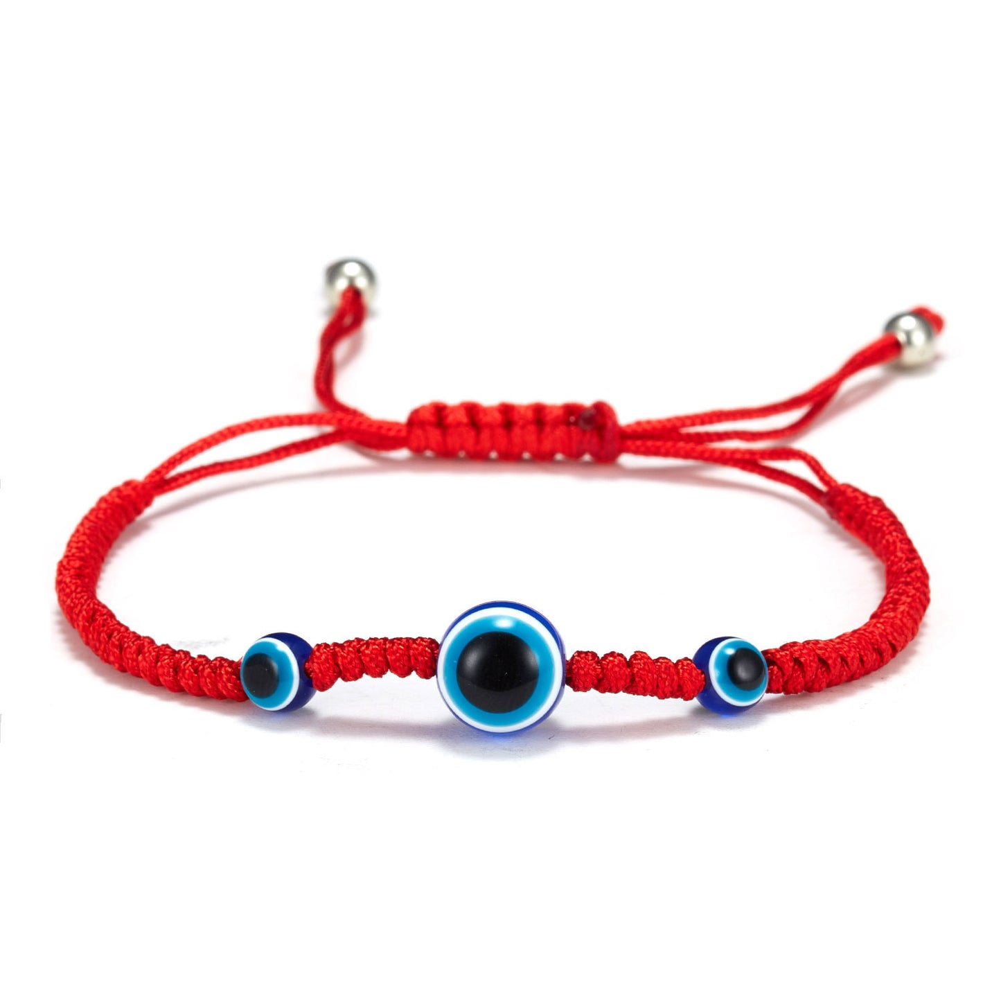 Evil Eye Turtle Bead Unisex Bracelet with Red and Black Braided Rope